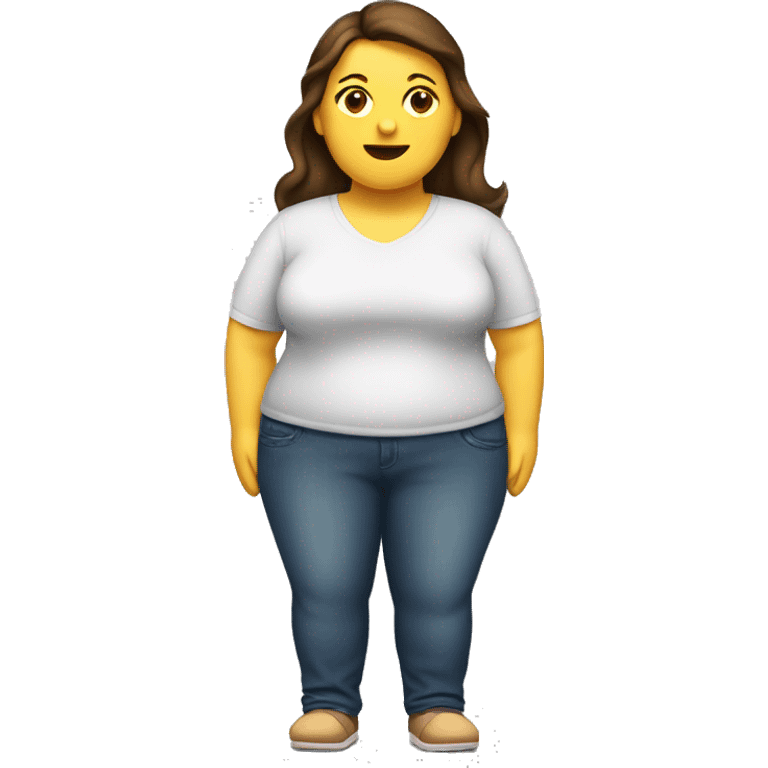 Brunette caucasian fat woman, full body emoji