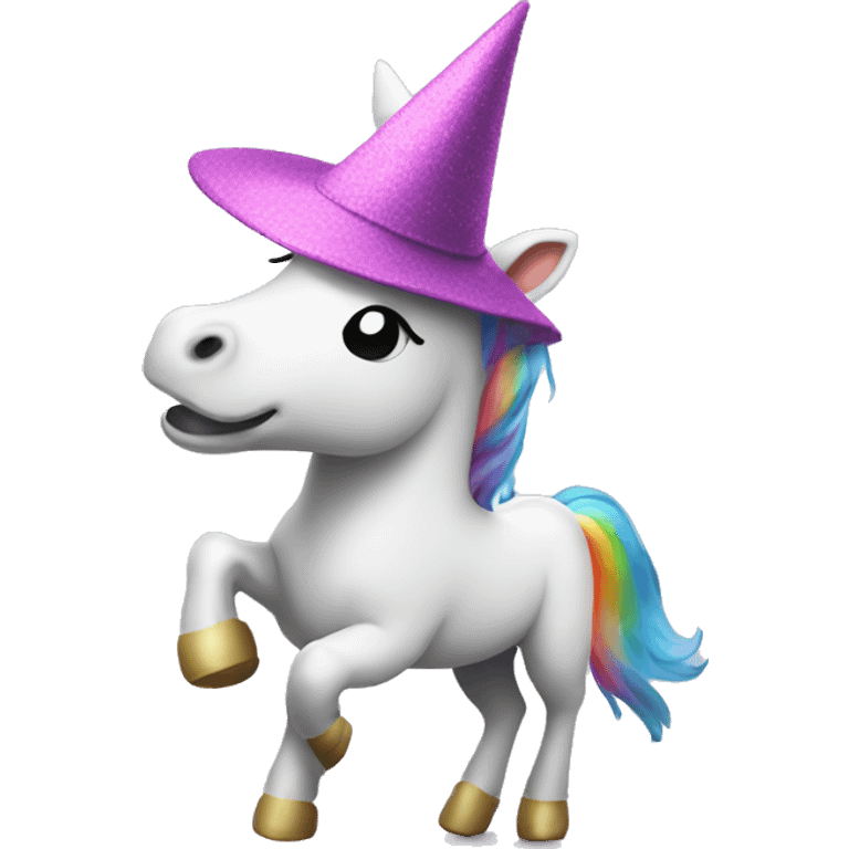 Unicorn with a cool hat dancing emoji