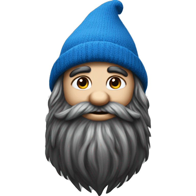 gnome with blue woolen hat, dark beard. YOUNG emoji