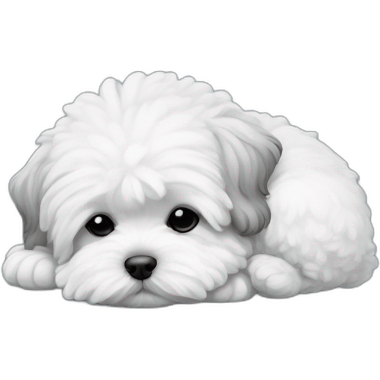 Maltipoo, black and white, sleeping emoji