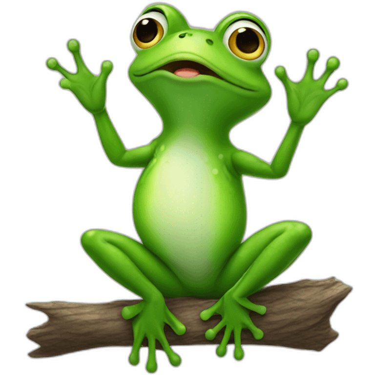 frog raise his hand emoji