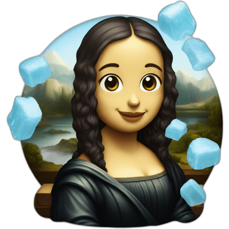 Cute Mona Lisa eating ice emoji