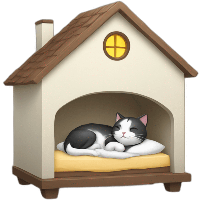 Cat inside house sleep emoji