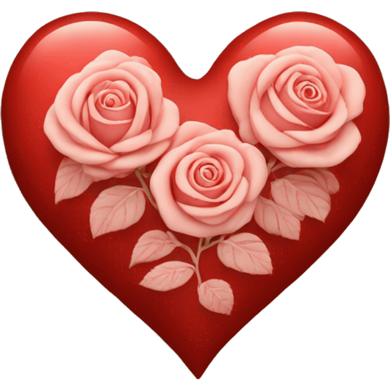 red heart with rose patterns inside emoji