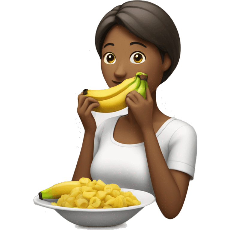 Una mujer comiendo un plátano emoji