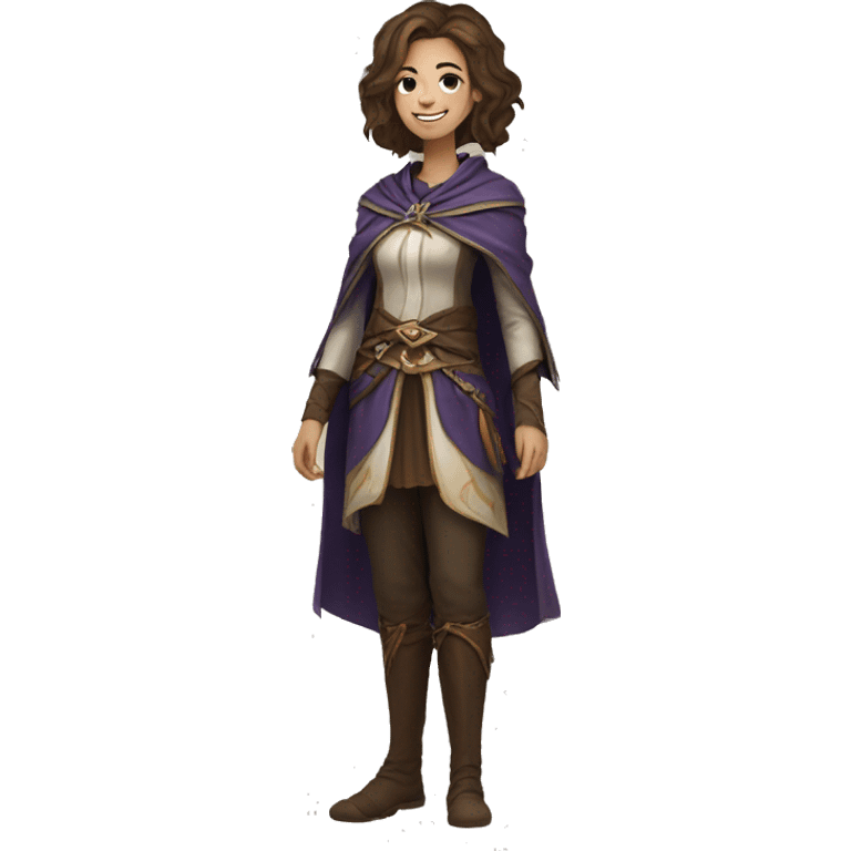 Female Gilnean with brown hair and mage clothes looks happy emoji