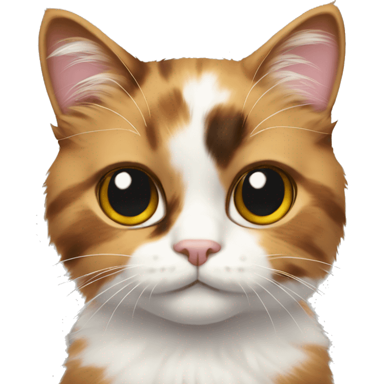 calico cat with white chest fluffy big eyes emoji