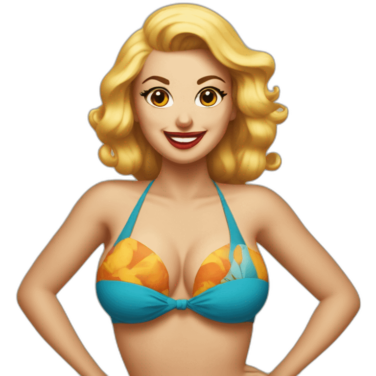 Create an emoji of a 60' pin-up wearing a bikini emoji