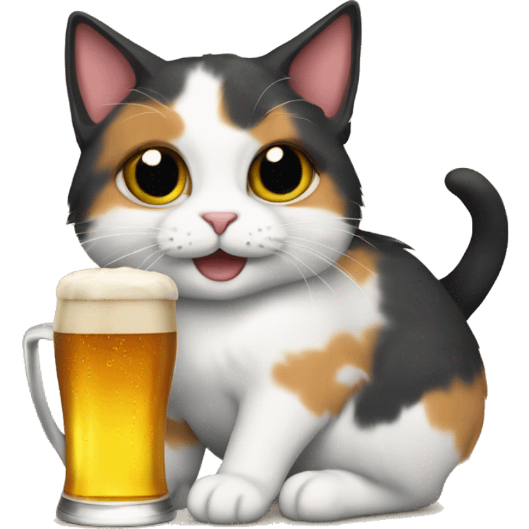 calico cat with a beer belly emoji