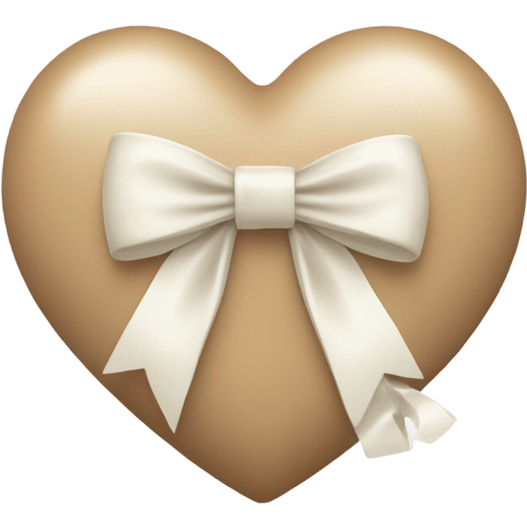 beige heart with white bow emoji