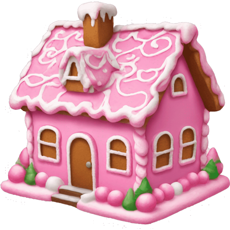 Pink gingerbread house emoji