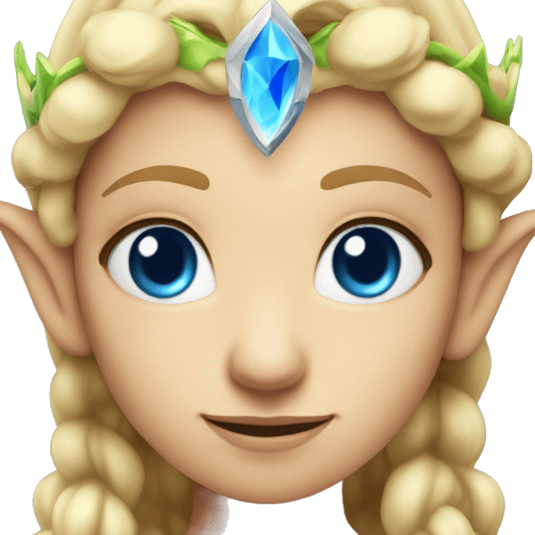 Blonde female elf with blue eyes and a fire crown emoji