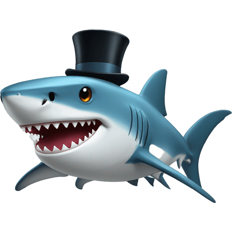 Shark with a top hat emoji