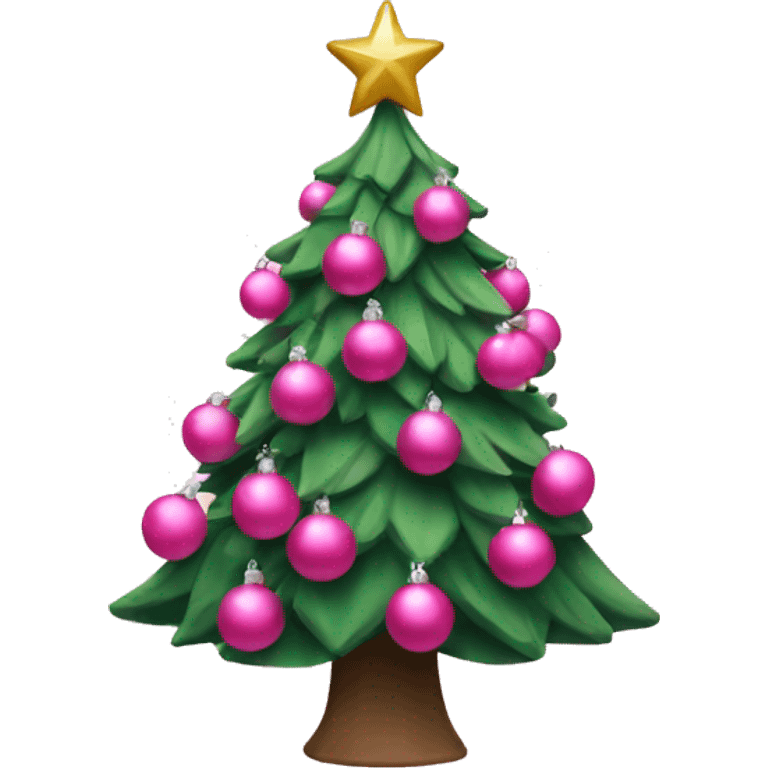 Christmas tree with pink ornaments  emoji