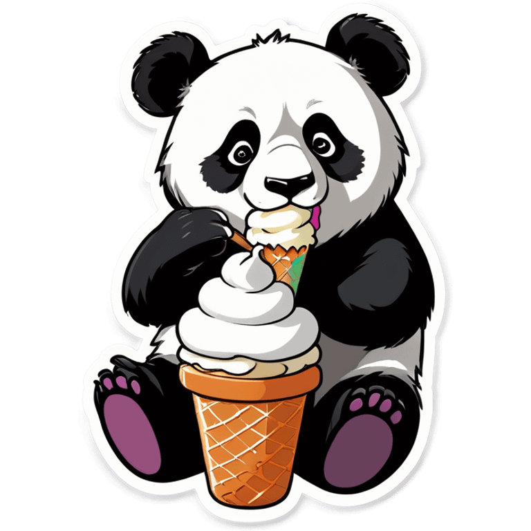 Panda eating ice cream emoji