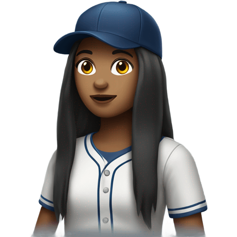 Long dark hair girl with baseball cap  emoji