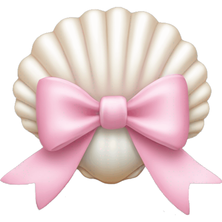 Pearl shell and light pink bow emoji