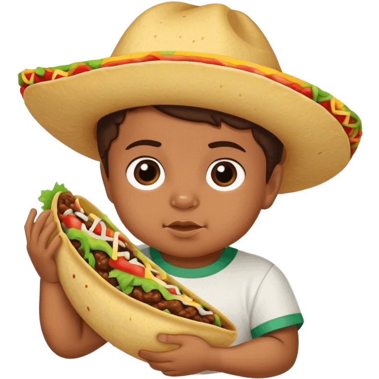 Hispanic baby boy with a taco ￼ emoji