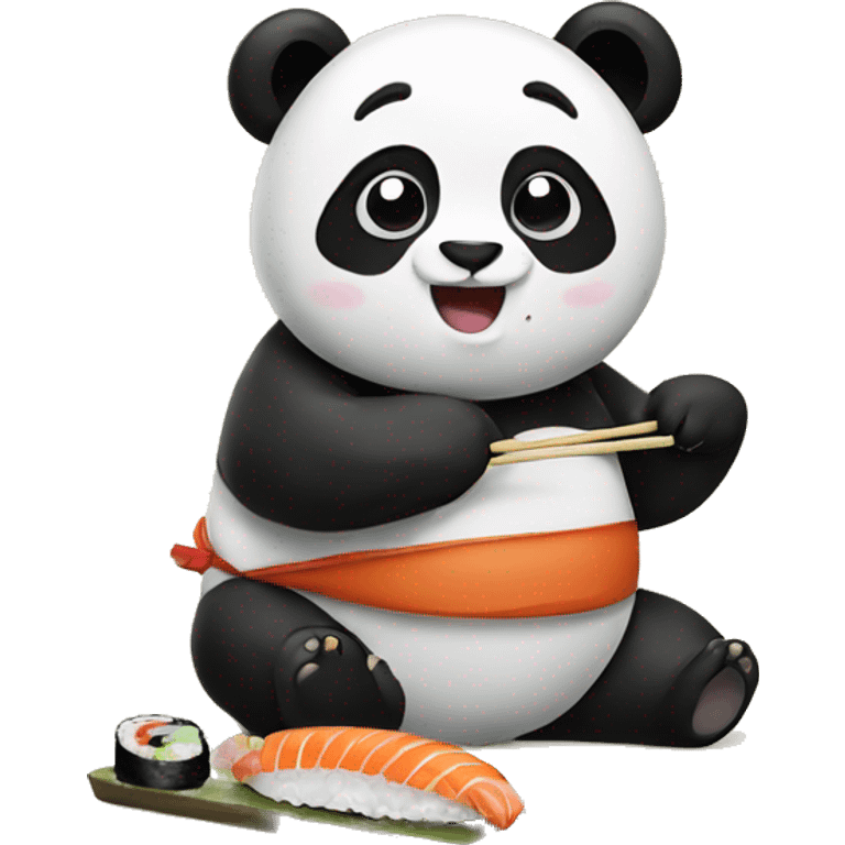 Panda eats sushi emoji