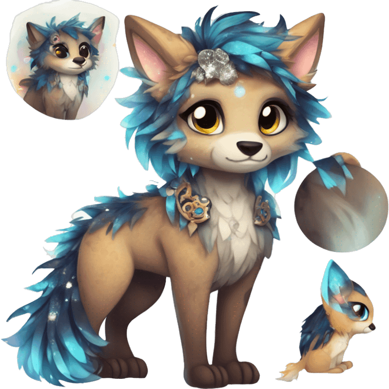 Cool cute Kawaii edgy fantasy animal sparkle fursona Fionbri by griffsnuff & LiLaiRa & Falvie full body emoji