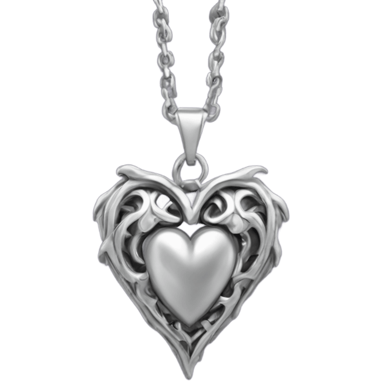 silver gothic heart necklace emoji