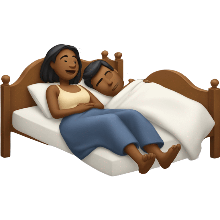 woman and man laying in bed emoji