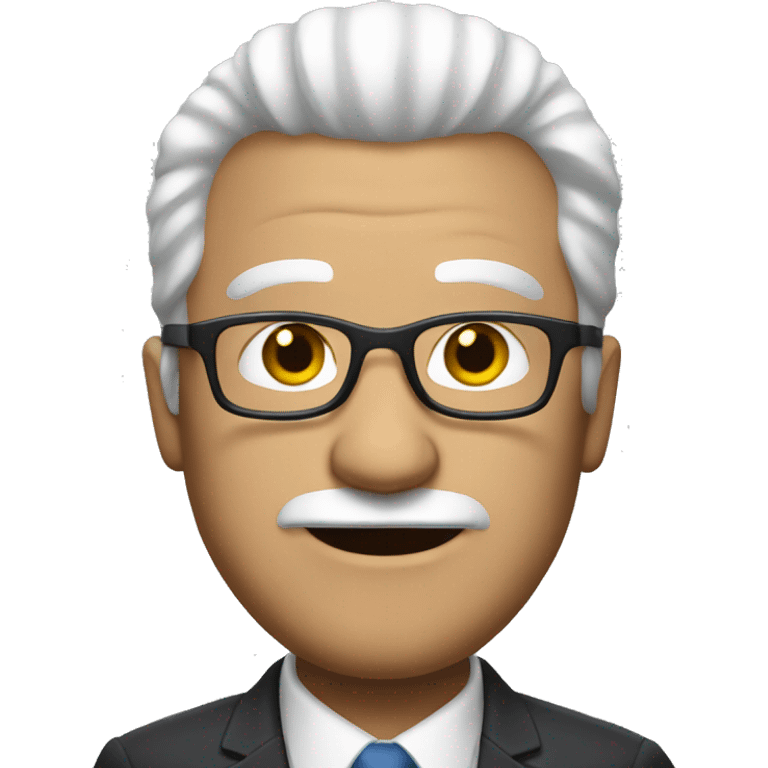 A heavy man white hair and glasses wearing a suit emoji