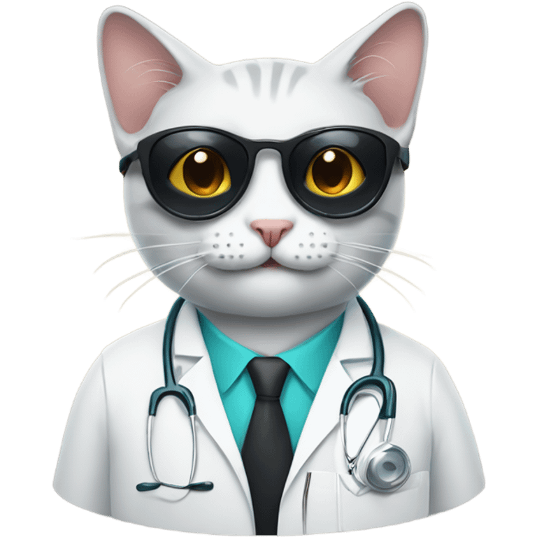 smiling doctor cat wearing black sunglasses emoji