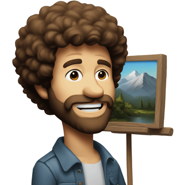 Bob Ross painting a sigma boy emoji