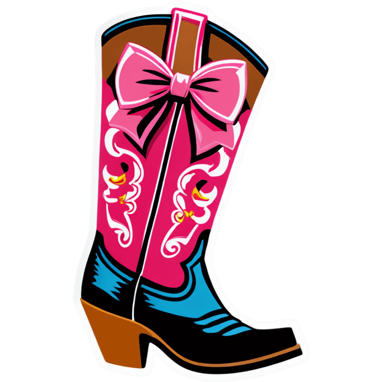 Glamorous Western boots with pink bow emoji