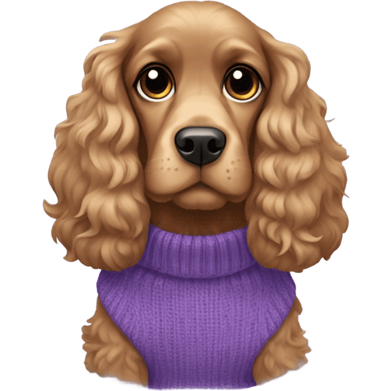 Cocker spaniel in purple sweater emoji