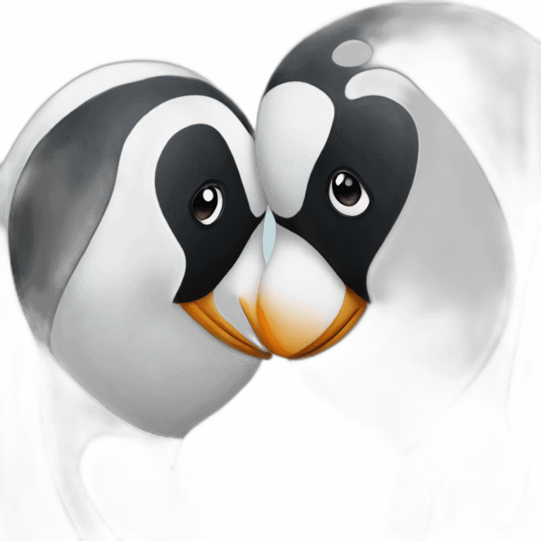 penguin kissing panda emoji