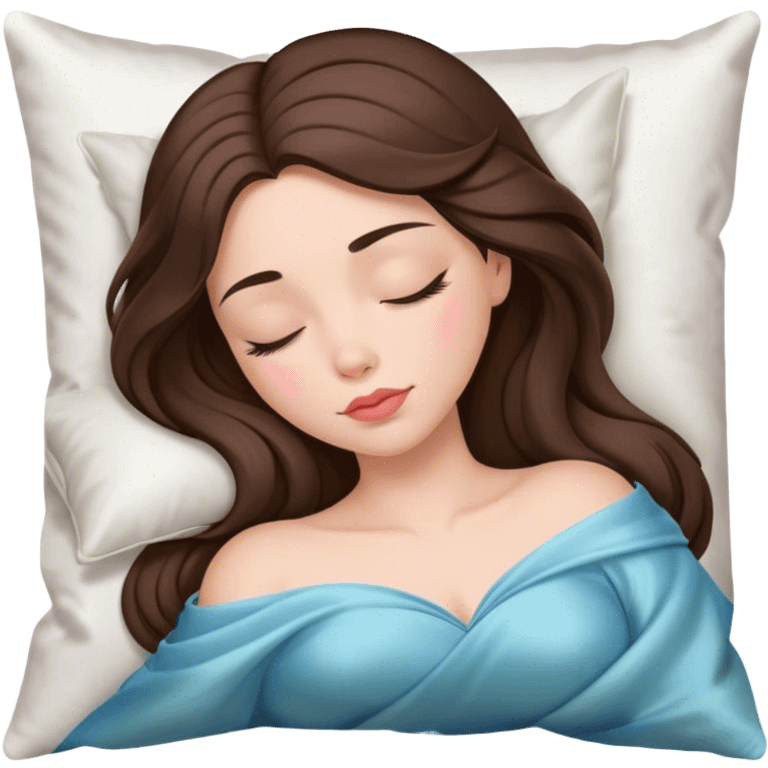 sleeping beauty brunette shoulder length hair white girl with silk pillow emoji