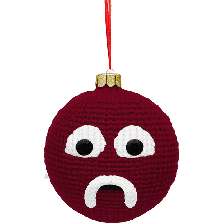 Wine red round knit Christmas ornament  emoji