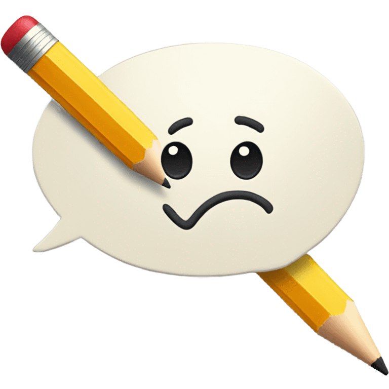 Speech bubble with a pencil in it, like a suggestion card emoji