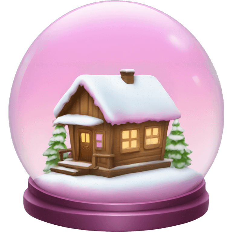 pink snow globe with a warm cabin  emoji