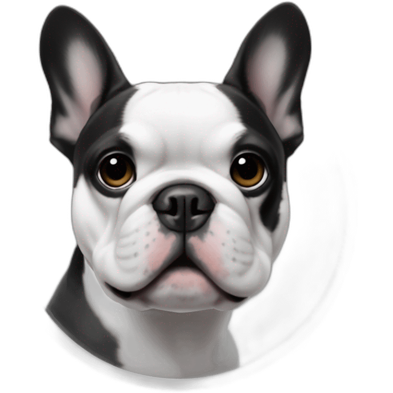 French-bulldog-Black and white with a circled black mark on the center of his head emoji