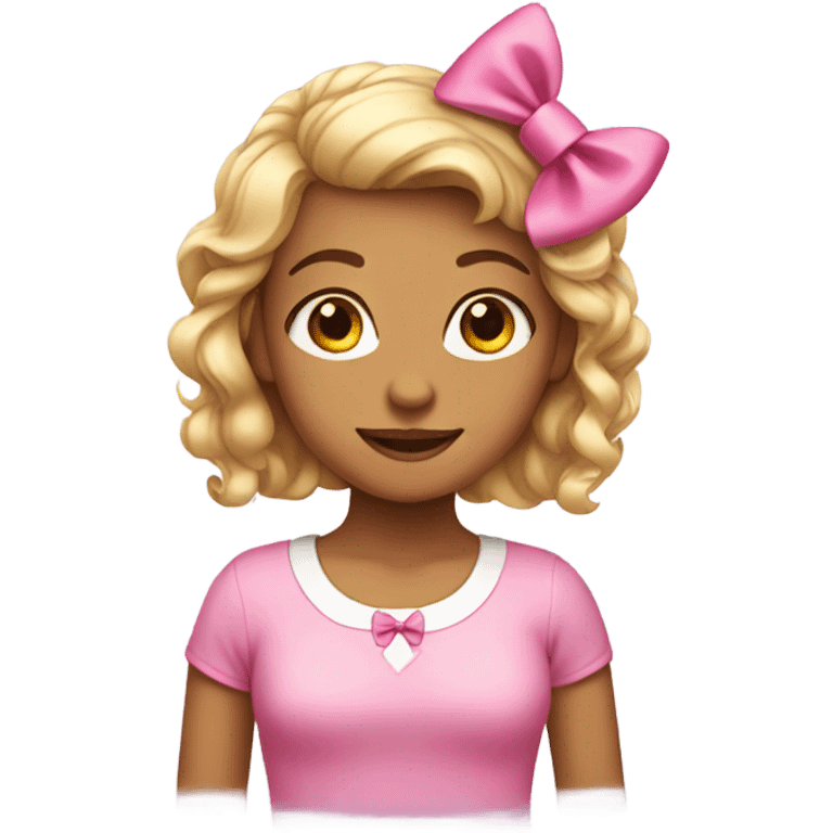 Girl with pink bow emoji