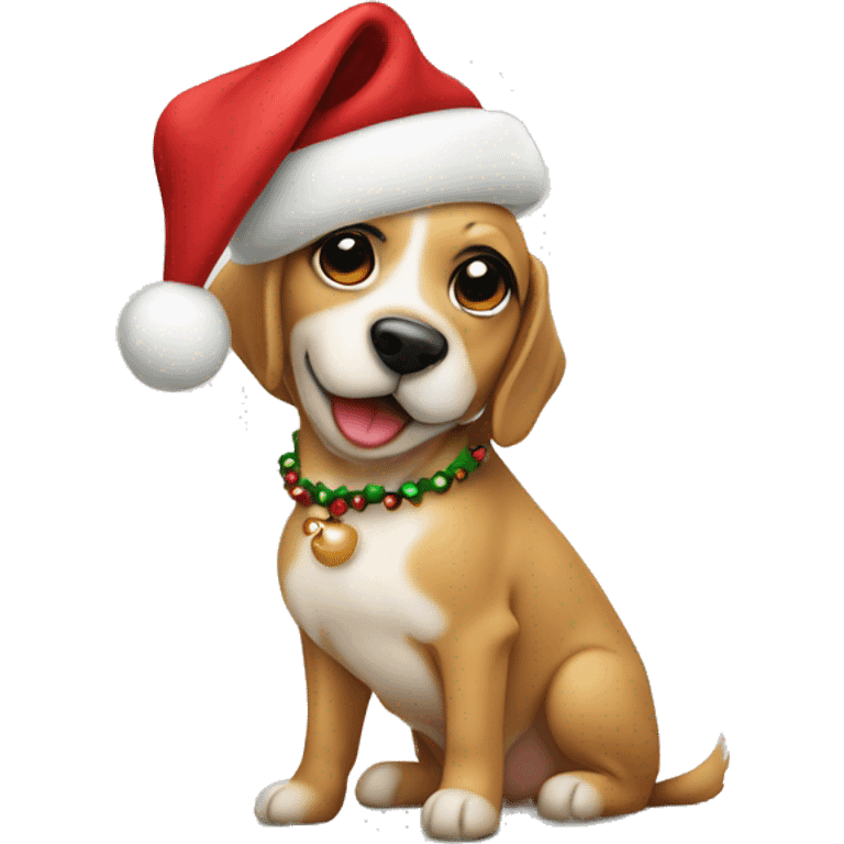 Cute coquette Christmas dog emoji