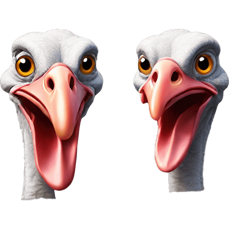 two turkeys heads with necks emoji