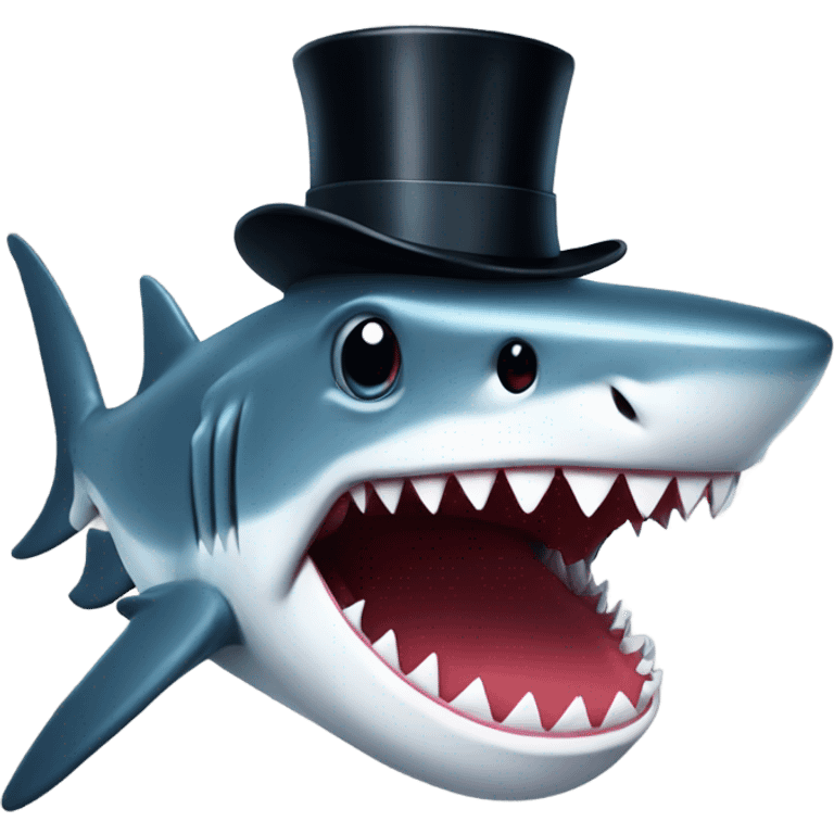 Shark with a top hat emoji