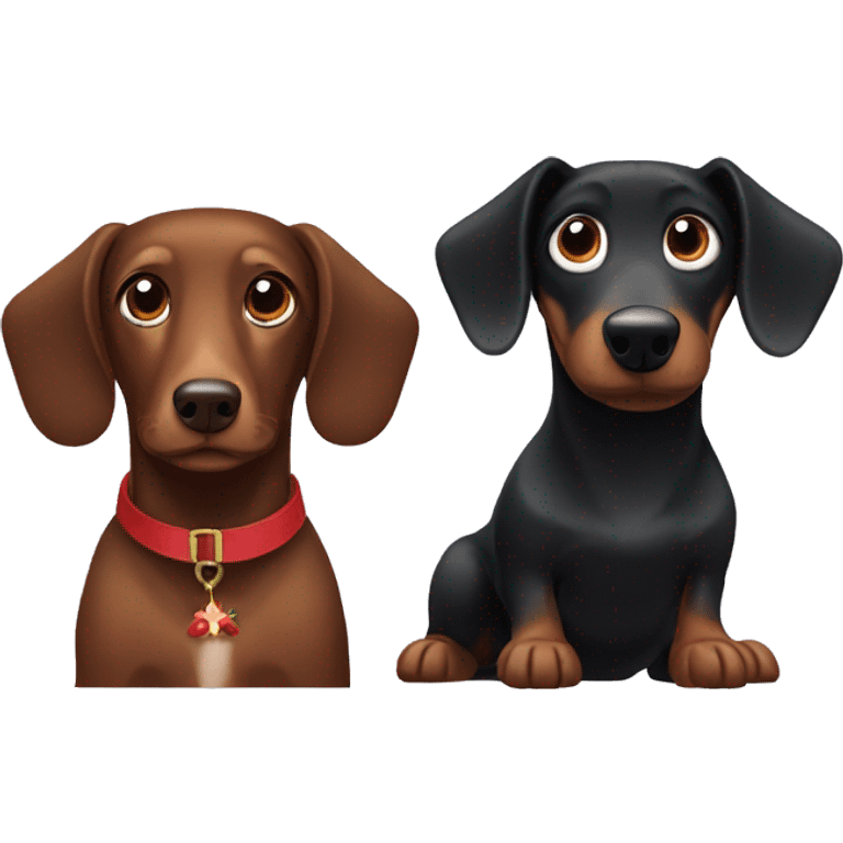 christmas black dog and brown dachshund emoji