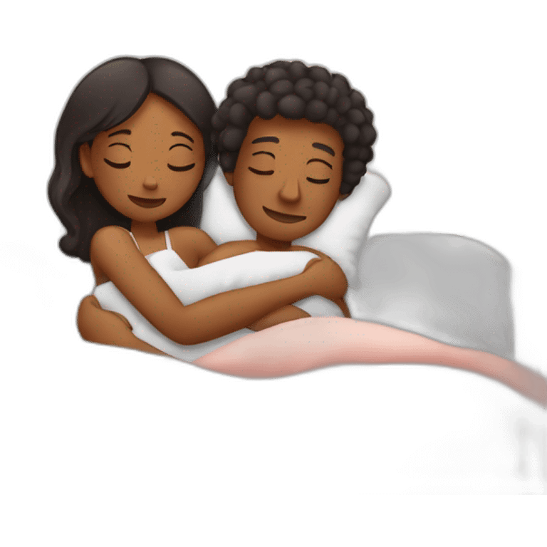 Woman and man cuddling in bed emoji