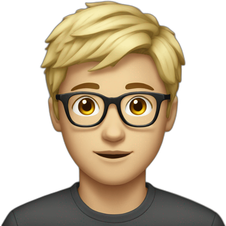 a 17 years old boy with short blonde hair and rectangle glasses  emoji