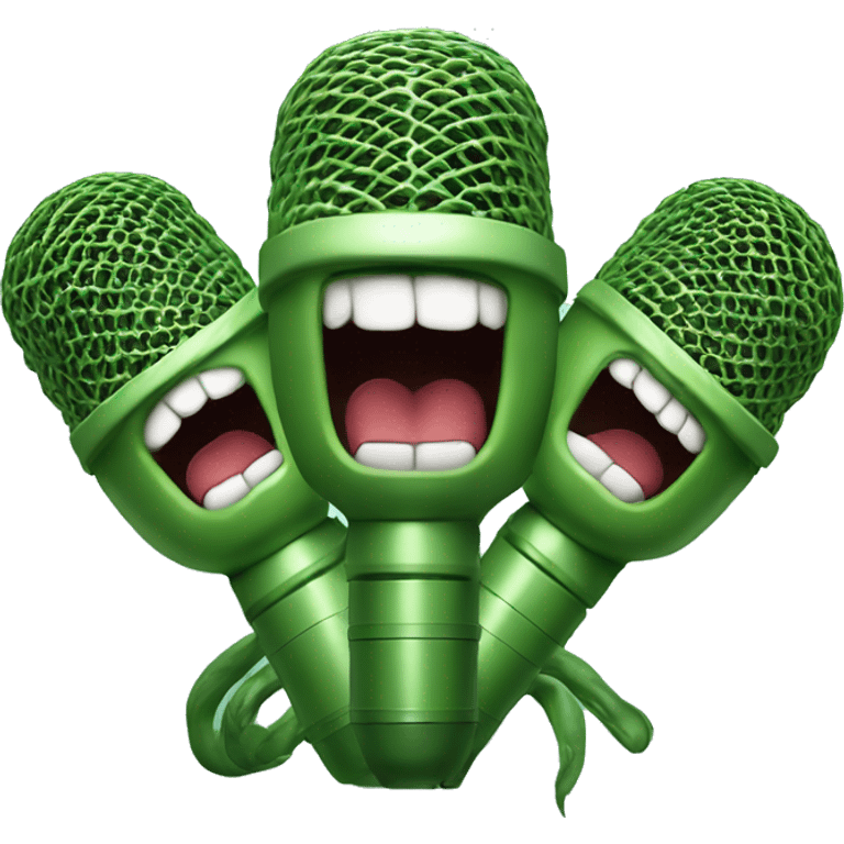 three-headed hydra holding a shure sm58 microphone in its paws emoji