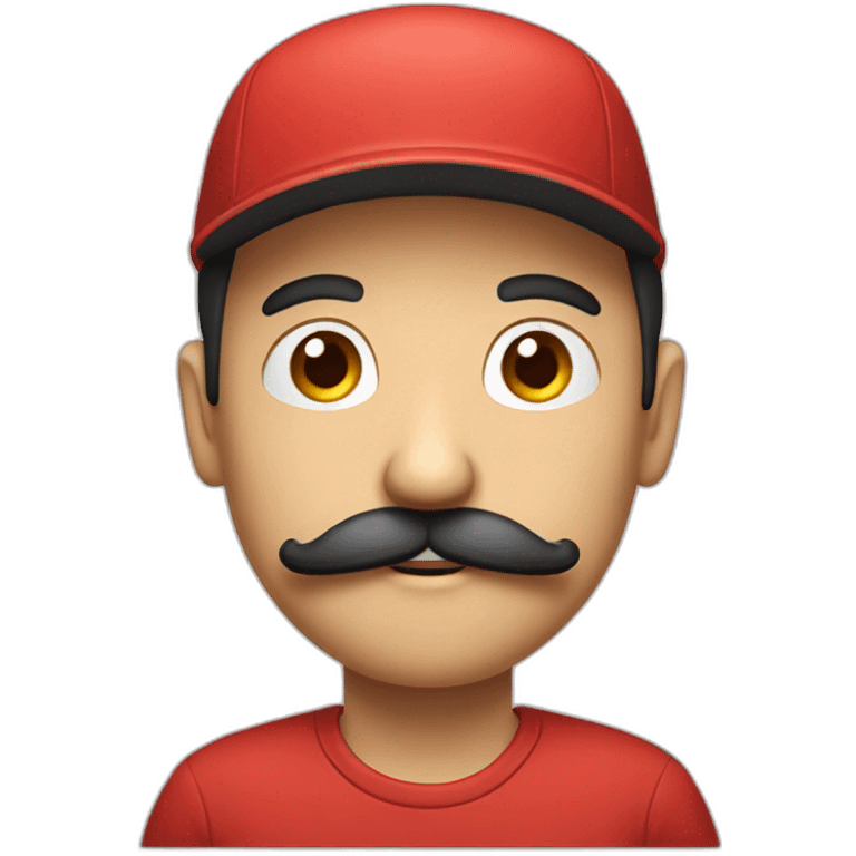 cartoon guy with mustache and red cap with a withe m on it emoji