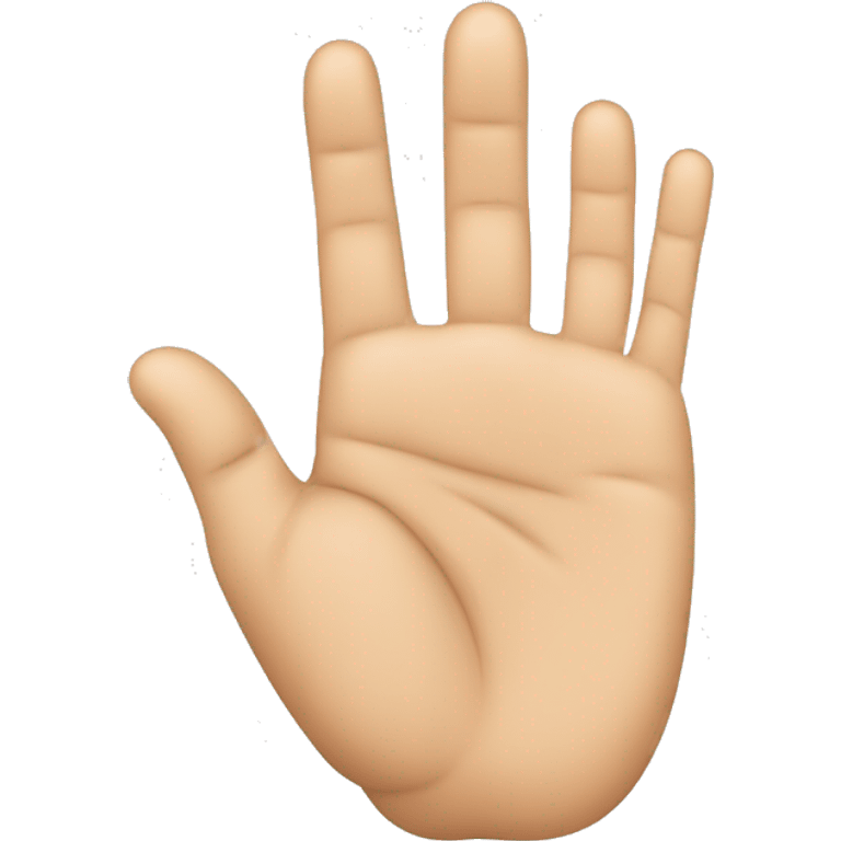 A Hand with 5 fingers the thumb is hidden in the pal of the hand and the middle and ring overlap eachoher  emoji