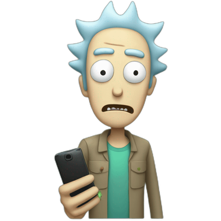 Rick morty holding a smartphone emoji