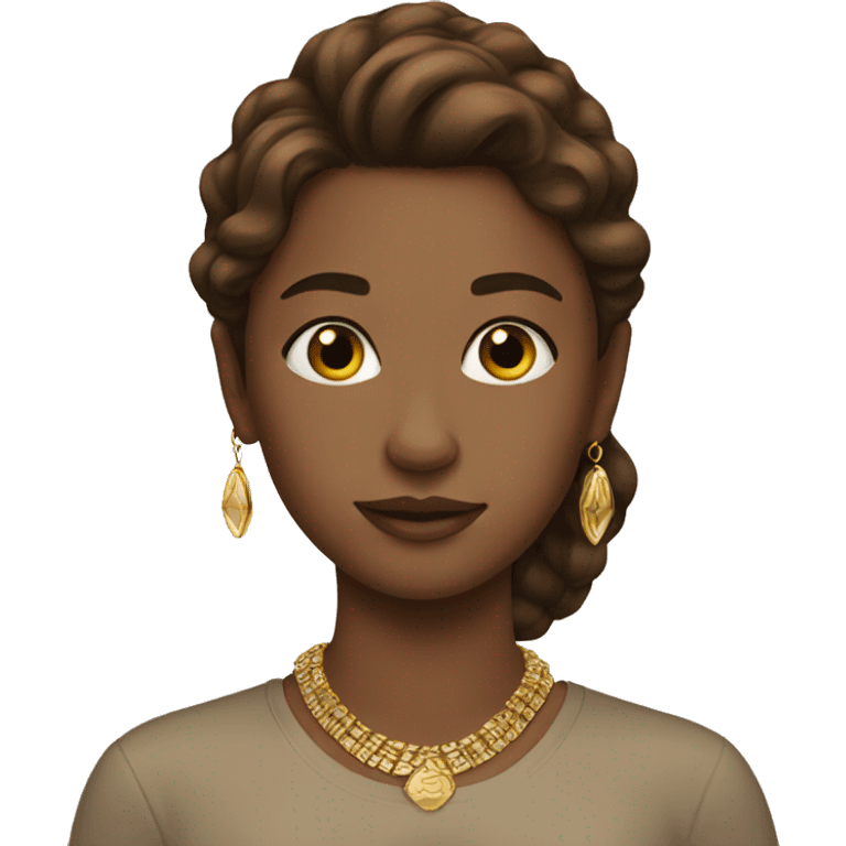 girl with brown hair and gold jewelry emoji