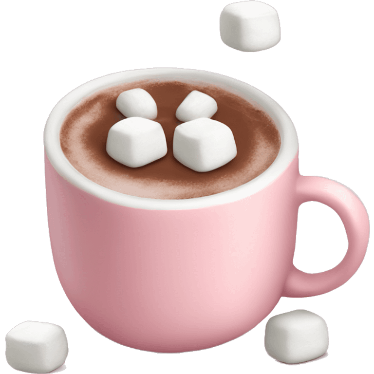 Light Pink mug of hot chocolate with marshmallows  emoji